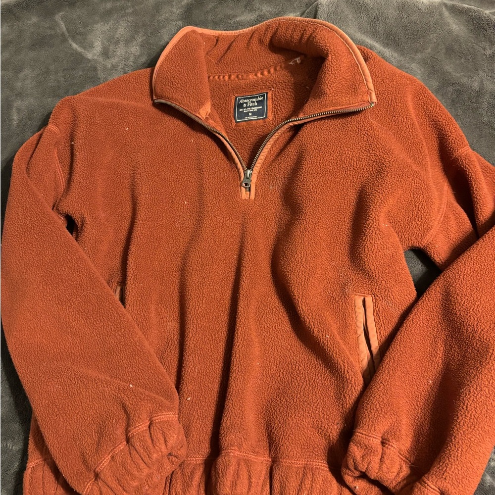 Abercrombie & Fitch Zip-Up Sweater in Rust